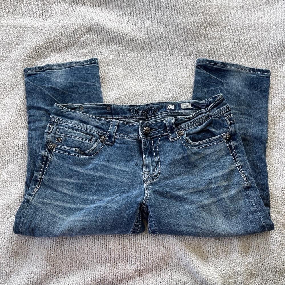 Miss Me Capri Jeans with embellished Wings Size 31 - Picture 6 of 11